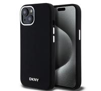 Genuine DKNY Smooth Black Silicone Metal Logo MagSafe Impact Case for iPhone 15