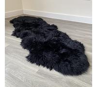 Genuine Double Black Sheepskin Rug with Extra Thick Wool (Medium)