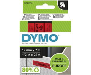 Genuine Dymo 45017 D1 LabelMaker Tape 12mm x 7m Black on Red S0720570
