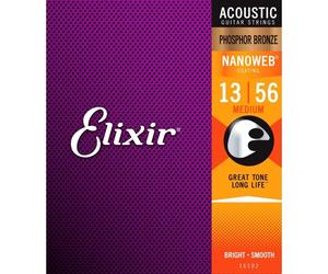 Genuine Elixir 16102 Phosphor Bronze Medium Acoustic Guitar Strings .013 - .056