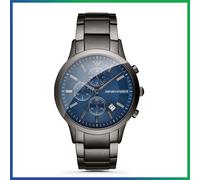 NEW ARMANI MENS CHRONOGRAPH WATCH AR11215 BLUE DIAL GUNMETAL STRAP, COA