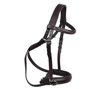 Wonder Care English Leather Crossover/Crossunder Bitless Bridle with Reins (Black, Extra Full)