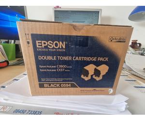 Genuine Epson 0594 Black Toner Twin Pack Aculaser C3900 CX37 Series Vat Inc