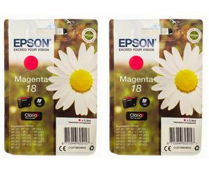 Genuine Epson 18 Daisy Magenta SinglePack Ink Cartridges | 3.3ml - Pack of 2