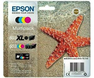 Genuine Epson 603XL Black & 603 CMY Ink Cartridges Starfish Multipack 4-Pack
