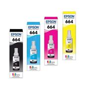 Genuine Epson Ink Bottles - Ecotank (T6641-4-SVH) 4 Bottles: Black, Cyan, Magenta, Yellow (ET-2500, ET-2550, ET-2600, ET-2650, ET-4500)
