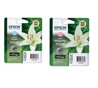 Genuine Epson T0595 Light Cyan + T0596 light Magenta ink cartridge Photo R2400