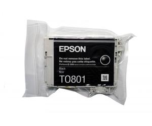 Genuine Epson T0801 Black Cartridge Vacuum-Sealed Original Hummingbird Ink TO801