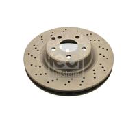 Genuine Febi 5 Stud Front Vented Drilled Coated Brake Discs - 21086