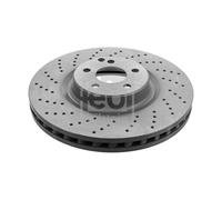 Genuine Febi 5 Stud Front Vented Drilled Coated High Carbon Brake Discs - 44030