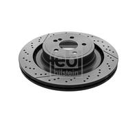 Genuine Febi 5 Stud Rear Vented Drilled Coated High Carbon Brake Discs - 44084