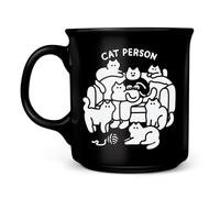Genuine Fred CAT Person 16 oz Matte Black Ceramic Coffee Mug, Double-Sided Funny Cat Lover Mug, Microwave and Dishwasher Safe