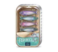 Genuine Fred Fish 'N Clips Sardine Bag Clips, Set of 4 Food Storage Clips, Iridescent Finish, Double-Sided, Durable Plastic and Stainless Steel Springs, Fun Kitchen Accessories and Great Gift