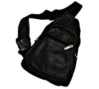 Genuine Full Grain Leather Backpack, Unisex, Multi-functional, Small Sling Bag Cross Body Chest Bag Shoulder Bag for Men Women Crossbody Bag for Runner Workout Hiking Cycling Travelling Black