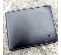Genuine GANT Matt BLACK Leather Billfold WALLET Notes Cards NEW IN BOX Tough