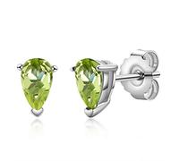 Genuine Gemstone Earrings Citrine/Peridot 925 Sterling Silver Stud Earrings