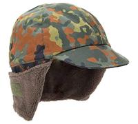 Genuine German Army Military Winter Pile Cap Flecktarn hat Warm Cold Weather Camouflage