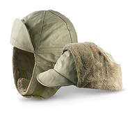 Genuine German Army Military Winter Pile Cap Olive drab OD hat Warm Cold Weather