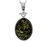 Genuine Green Baltic Amber & Sterling Silver Classic Pendant without Chain - 1522G