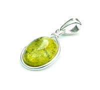 Genuine Green Baltic Amber & Sterling Silver Classic Pendant without Chain - 1803G
