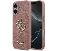 Genuine Guess 4G Glitter Metal Logo Impact Protection for iPhone 17 Pink