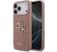 Genuine Guess 4G Glitter Metal Logo Impact Protection for iPhone 17 Pro Pink
