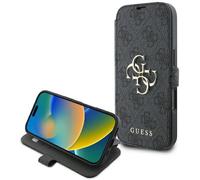 Genuine Guess 4G Metal Logo Impact Protection Bookcase for iPhone 16 Pro Grey