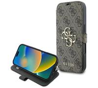 Genuine Guess Book Case 4G Metal Logo Impact for iPhone 16 Pro Brown