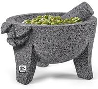 Genuine Handmade Mexican Mortar and Pestle, Piedra Natural Volcanica Stone, Heavy & Durable, Perfect for Homemade Salsas, Guacamole, and Other Molcajete Plates | Made in Mexico (8 Inches Pig Design)