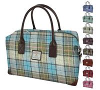 Genuine Harris Tweed Overnight Bag - Cabin & Underseat Duffle Bag - 45x25x20cm - Unisex Tartan Travel Companion - Hand Luggage - Turquoise