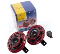 Genuine Hella Supertone 12V Red Grill Dual/Twin Disc Horns 118DB High/Low Tone