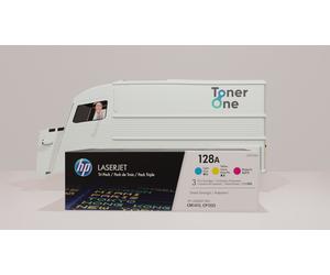 Genuine HP 128A Tripack Laserjet Toner Cartridges -CF371AM - Tri-color