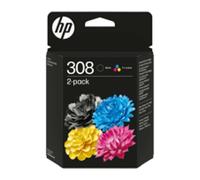 Genuine HP 308 Combo Pack Black & Tri-Colour Ink Cartridges, 6L6S6UE