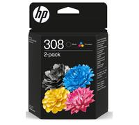 HP 308 2-Pack Black/Tri-color Original Ink Cartridge Combo