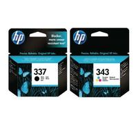 Genuine HP 337 + 343 Black & Tri-Colour Ink Cartridges (C9364EE C8766EE) - VAT