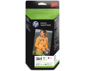 Genuine HP 364 Pack, Cyan, Magenta, Yellow, 85 sheets 6x4 photo paper 2017 EX BN