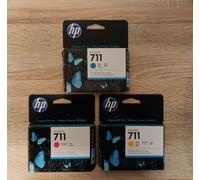 Genuine HP 711 Cyan Magenta Yellow Ink Cartridges - FREE UK DELIVERY VAT inc.