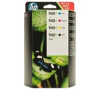 HP 940XL High Yield Original Ink Cartridges, Black, Cyan, Magenta and Yellow, Pa