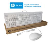 Genuine HP White Keyboard Mouse Set UK QWERTY Layout 225 Wired USB Windows 11