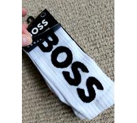 Genuine HUGO BOSS Ankle CUSHIONED Crew Socks White Black ITALY MADE HB20