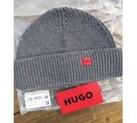 Genuine HUGO BOSS Grey FISHERMANS BEANIE Hat SOFT YARN Toque Cap 50485364 HB2