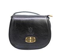 Genuine Italian Ladies Leather Crossbody Bags Womens Elegant Shoulder Bag with Adjustable Strap (Black)