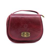 Genuine Italian Ladies Leather Crossbody Bags Womens Elegant Shoulder Bag with Adjustable Strap (Dark Red)