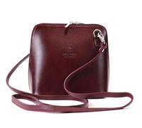 Genuine Italian Leather Handbag with Detachable Straps - Handmade Leather Crossbody Bag - Elegant Women's Handbag (Berry)