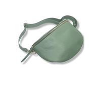 Genuine Italian Leather Waist Bag, Adjustable Shoulder Strap, 30 x 20 cm for Women, Grained Sage Green, Classic