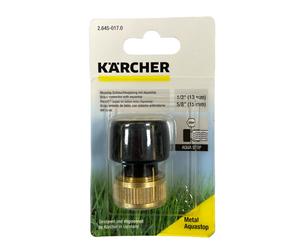 GENUINE KARCHER Brass Hose Connector 1/2" & 5/8” Aqua Stop (2645017 2.645-017.0)