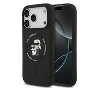 CG MOBILE Karl Lagerfeld Silicone Ring "Karl & Choupette" Compatible with MagSafe Case for iPhone 17 Pro (Black)