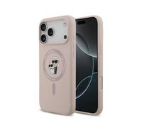 CG MOBILE Karl Lagerfeld Silicone Ring "Karl & Choupette" Compatible with MagSafe Case for iPhone 17 Pro Max (Pink)