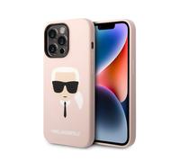 Genuine Karl Lagerfeld Karl Head Liquid Silicone Case For iPhone 14 Pro Max Pink