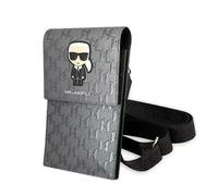 Genuine Karl Lagerfeld Monogram Smartphone Shoulder Bag with Card Slots Black
